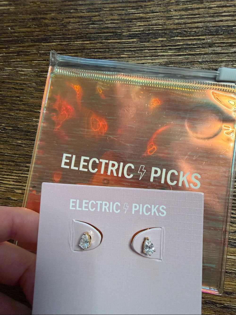 Electric Picks - 14k Gold Earrings with Teardrop CZ Studs